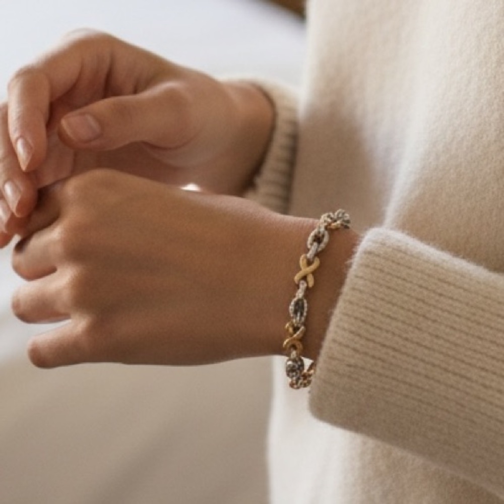 XOXO Two Tone Metal Chain Bracelet
